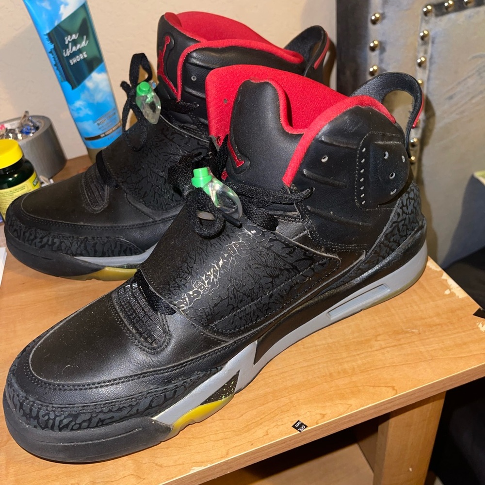 Jordan Black and Red Athletic Shoes